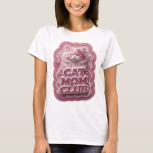 Crisp Pink CAT MOM CLUB Wearable Art T-Shirt