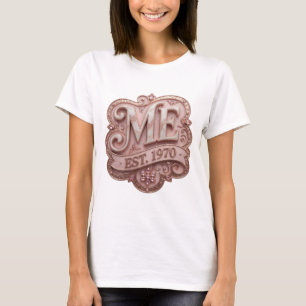 Crisp Pink ME ESTABLISHED 1970 Artistic Motif T-Shirt
