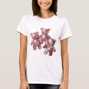 Crisp Pink THREE PINK TEDDY BEARS Artistic Motif T-Shirt