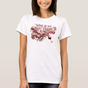 Crisp Pink WINE IS MY BEST FRIEND Shirt Design