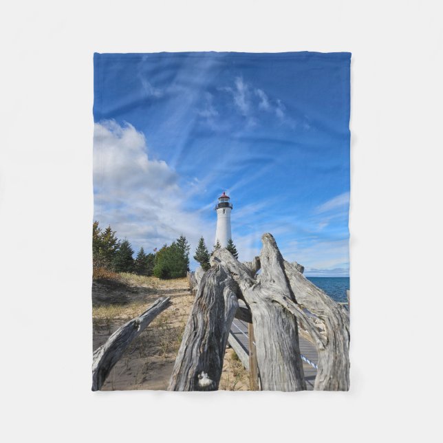 Crisp Point Lighthouse Fleece Blanket (Front)
