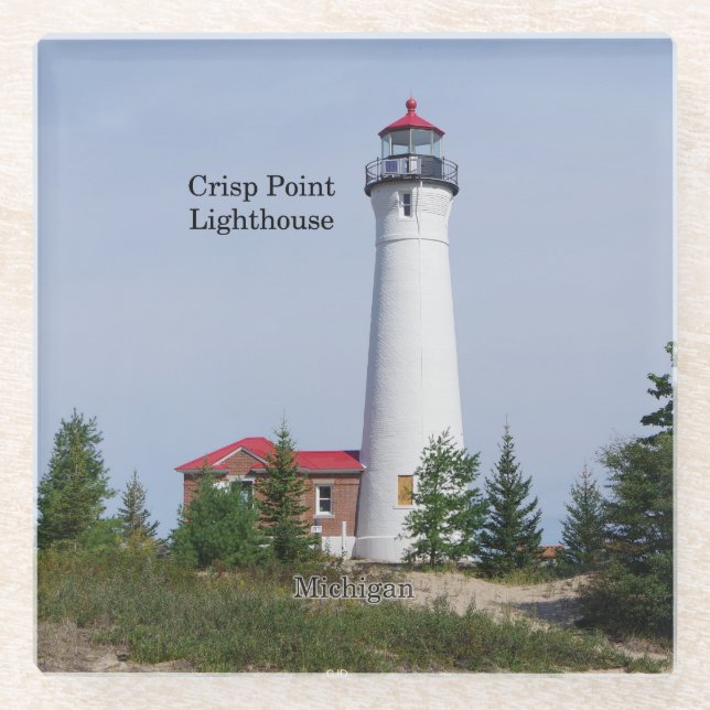 Crisp Point Lighthouse glass coaster (Front)
