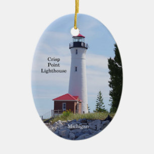 Crisp Point Lighthouse oval ornament
