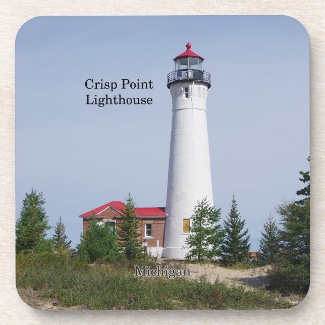 Crisp Point Lighthouse set of 6 plastic coasters (Front)