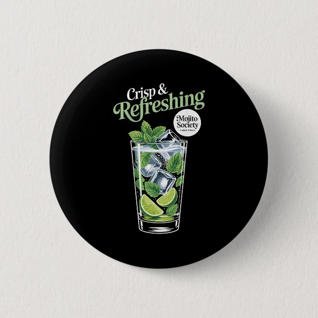 Crisp refreshing mojito lime mint summer drink  6 cm round badge (Front)