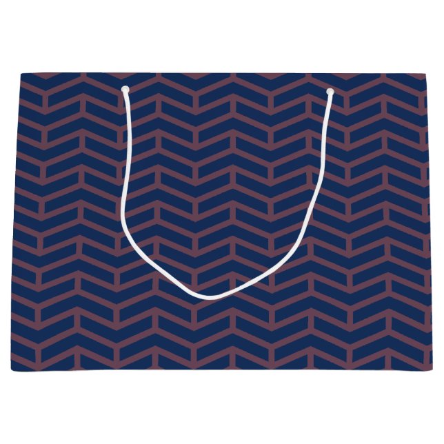 Crisp Sharp Opposing Arrows Chevron Blue Pink Large Gift Bag (Front)
