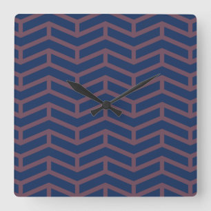 Crisp Sharp Opposing Arrows Chevron Blue Pink Square Wall Clock
