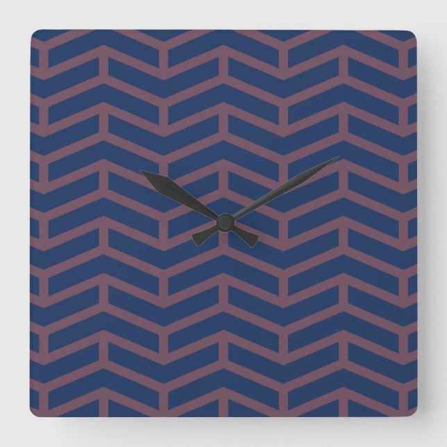 Crisp Sharp Opposing Arrows Chevron Blue Pink Square Wall Clock (Front)