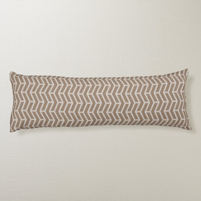 Crisp Sharp Opposing Arrows Chevron Brown Neutral Body Cushion (Back)