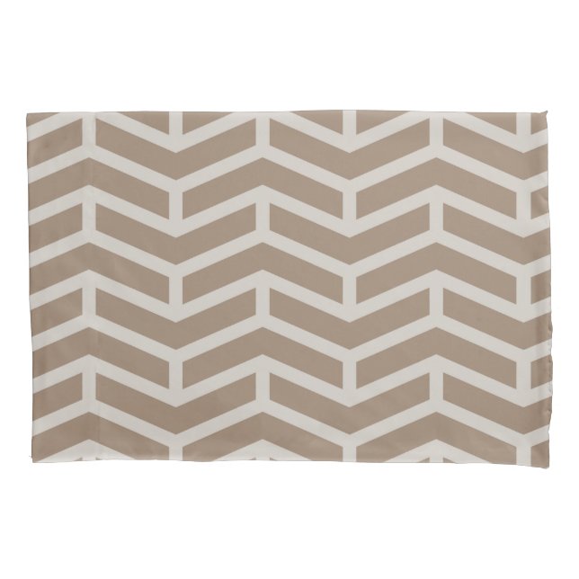 Crisp Sharp Opposing Arrows Chevron Brown Neutral Pillowcase (Front)