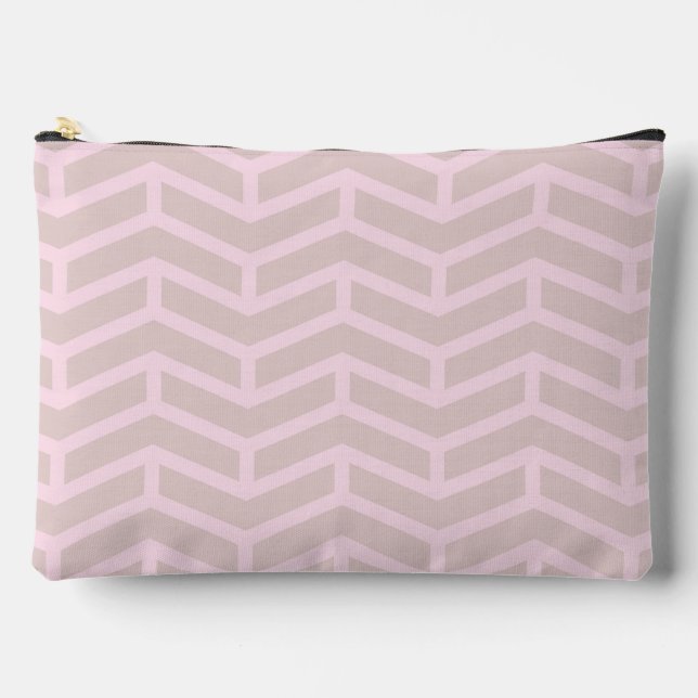 Crisp Sharp Opposing Arrows Chevron Pink Neutral Accessory Pouch (Front)