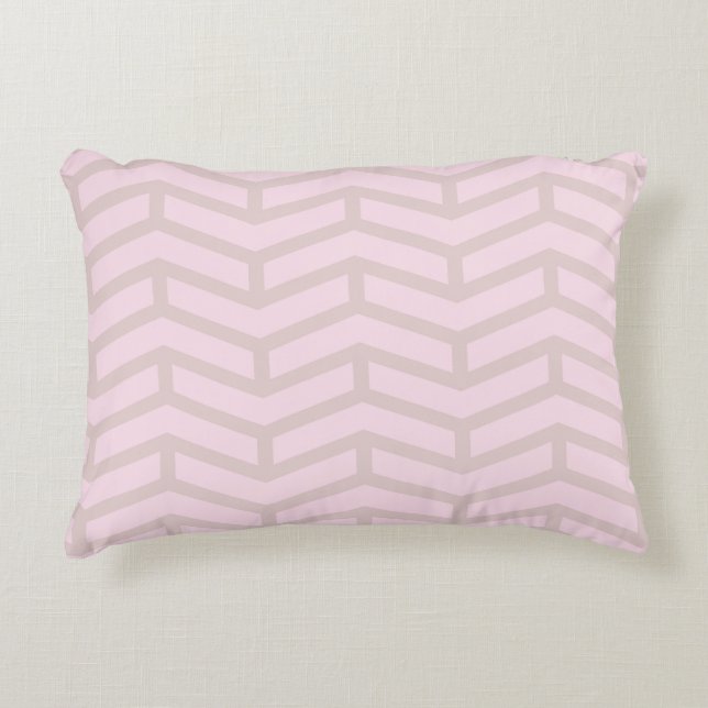 Crisp Sharp Opposing Arrows Chevron Pink Neutral Decorative Cushion (Front)