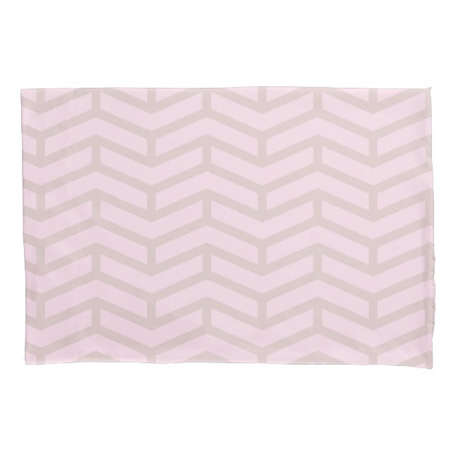 Crisp Sharp Opposing Arrows Chevron Pink Neutral Pillowcase (Front)