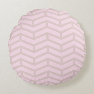 Crisp Sharp Opposing Arrows Chevron Pink Neutral Round Cushion