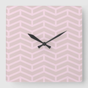 Crisp Sharp Opposing Arrows Chevron Pink Neutral Square Wall Clock