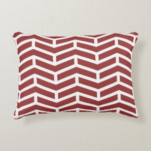 Crisp Sharp Opposing Arrows Chevron Red White Decorative Cushion