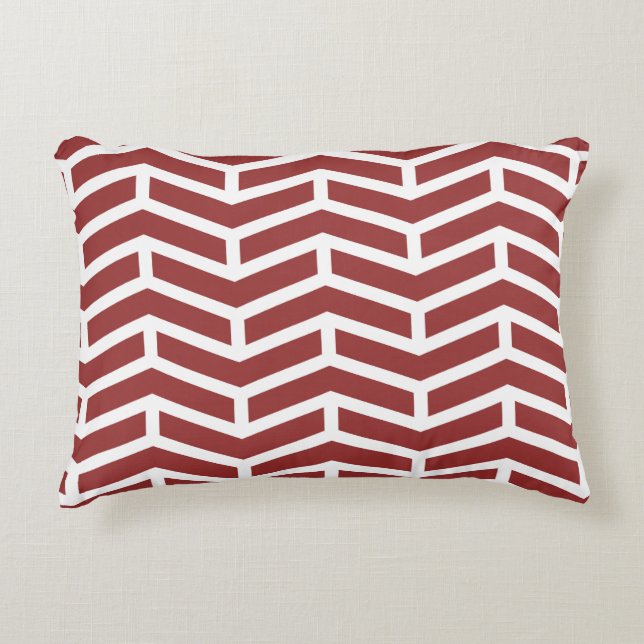 Crisp Sharp Opposing Arrows Chevron Red White Decorative Cushion (Front)