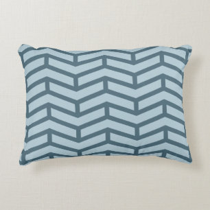 Crisp Sharp Opposing Arrows Chevron Two Tone Blues Decorative Cushion
