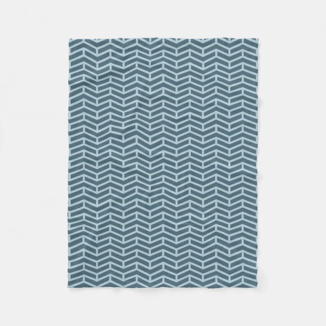 Crisp Sharp Opposing Arrows Chevron Two Tone Blues Fleece Blanket (Front)