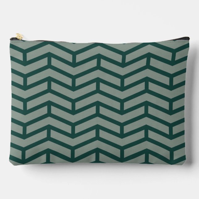 Crisp Sharp Opposing Arrows Chevron Two Tone Green Accessory Pouch (Front)