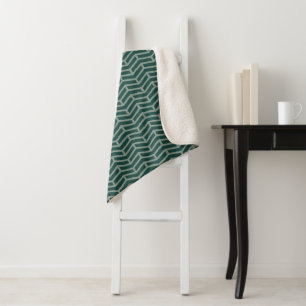 Crisp Sharp Opposing Arrows Chevron Two Tone Green Sherpa Blanket