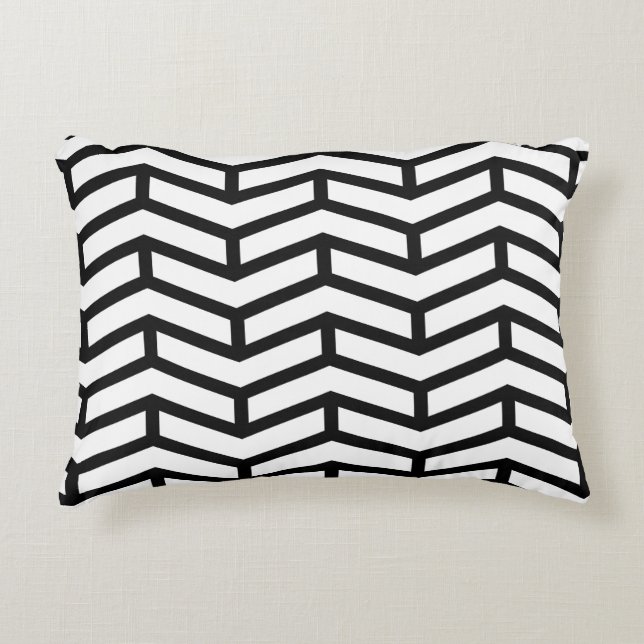 Crisp Sharp Opposing Arrows Chevron White Black Decorative Cushion (Front)