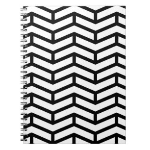 Crisp Sharp Opposing Arrows Chevron White Black Notebook