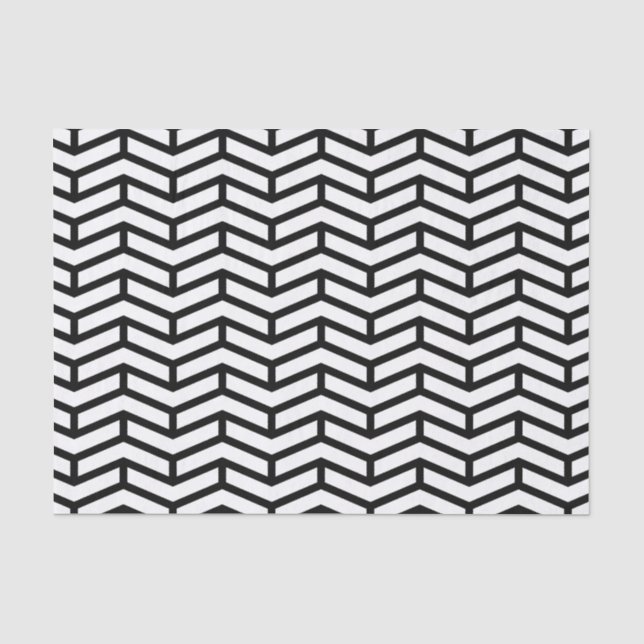 Crisp Sharp Opposing Arrows Chevron White Black Tissue Paper (Front)