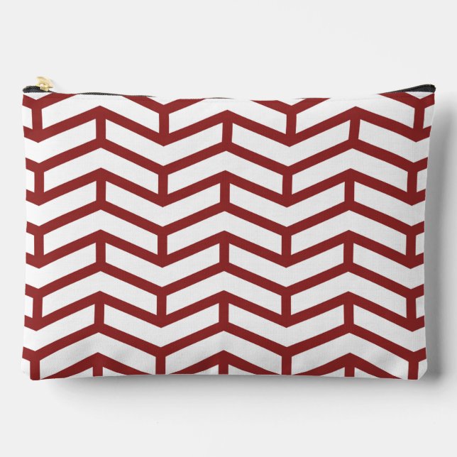 Crisp Sharp Opposing Arrows Chevron White Red Accessory Pouch (Front)