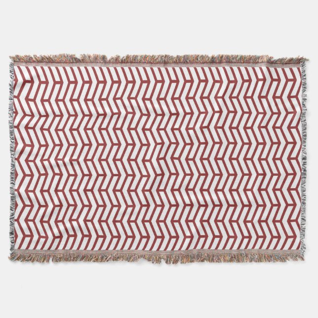Crisp Sharp Opposing Arrows Chevron White Red Throw Blanket (Front)