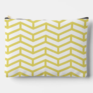 Crisp Sharp Opposing Arrows Chevron White Yellow Accessory Pouch