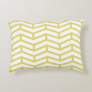 Crisp Sharp Opposing Arrows Chevron White Yellow Decorative Cushion