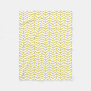 Crisp Sharp Opposing Arrows Chevron White Yellow Fleece Blanket