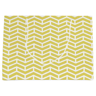 Crisp Sharp Opposing Arrows Chevron Yellow White Large Gift Bag
