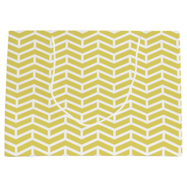 Crisp Sharp Opposing Arrows Chevron Yellow White Large Gift Bag (Front)