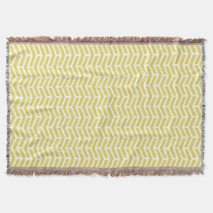 Crisp Sharp Opposing Arrows Chevron Yellow White Throw Blanket