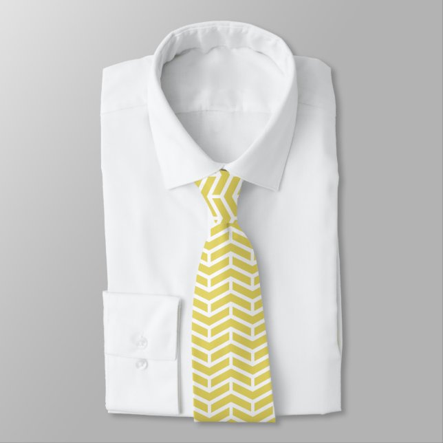 Crisp Sharp Opposing Arrows Chevron Yellow White Tie (Tied)