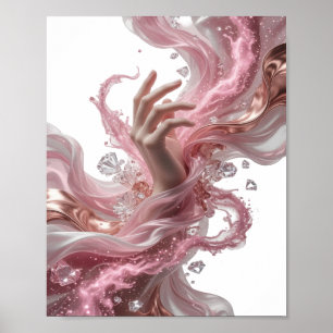 Crisp Silver ABSTRACT ART Graphic Design v2 Poster