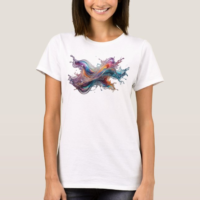 Crisp Silver ABSTRACT ART Statement Tee v2 (Front)
