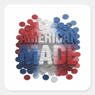 Crisp Silver AMERICAN MADE Decal Design Square Sticker