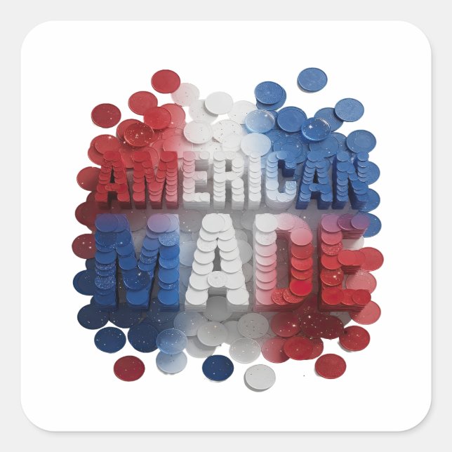 Crisp Silver AMERICAN MADE Decal Design Square Sticker (Front)