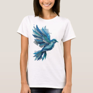 Crisp Silver BLUE BIRD Text Design T-Shirt