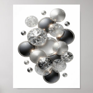 Crisp Silver DIAMONDS ARE A GIRL'S BEST FRIEND Poster