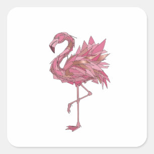 Crisp Silver FLAMINGO GEOMETRIC Sticker Motif