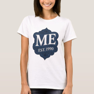 Crisp Silver ME EST 1990 3D Text Art T-Shirt