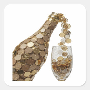 Crisp Silver MONEY BOTTLE Gift Sticker