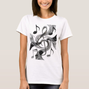 Crisp Silver MUSIC IN MOTION Slogan Design T-Shirt