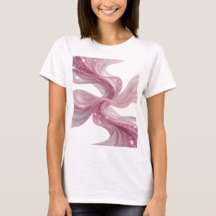 Crisp Silver PINK GLITTER WAVES 3D Text Art T-Shirt