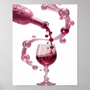 Crisp Silver PINK WINE Print
