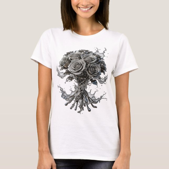 Crisp Silver SILVER ROSES Tee (Front)